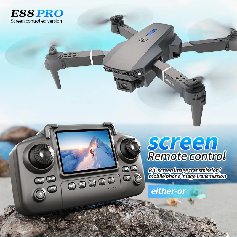 プロフェッショナルE88 PROドローン、スクリーン付き8K - Drone Ae Rc のレビューと価格