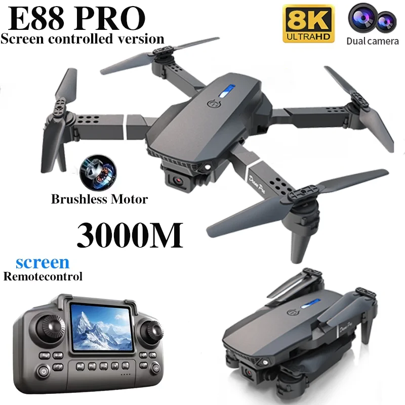 プロフェッショナルE88 PROドローン、スクリーン付き8K - Drone Ae Rc のレビューと価格